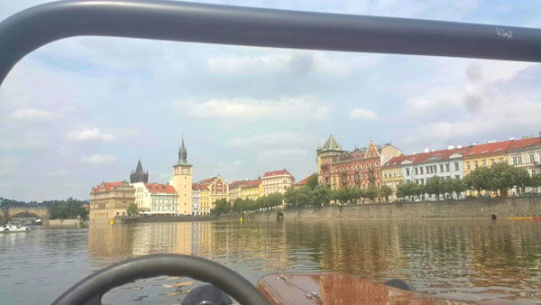 Mid-Pedalo cruise through the Vltava River in Prague. Photo by Paula Naoufal