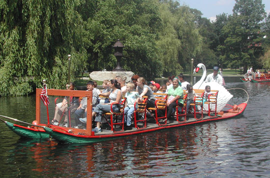 Family travel in Boston often includes a Swan Boat tour