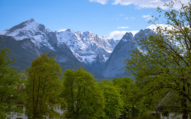 The snow-covered Alps near Garmisch-Partenkirchen, Germany. Photo by Janna Graber