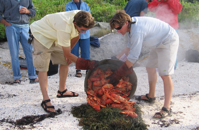 Guests on the Angelique enjoy an Island lobster bake. Photo courtesy Angelique