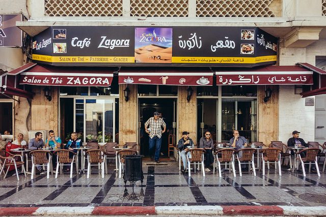 Customers enjoy their nuss-nuss at Cafe Zagora in Morocco. Flickr/Benson Kua