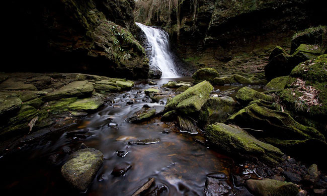 Three-mile hike from Bellingham to the waterfall through the serene Hareshaw Dene