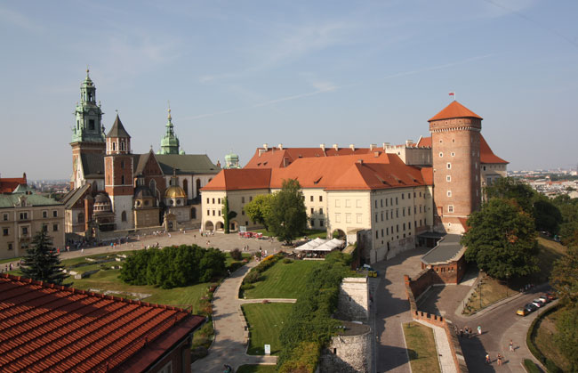 View of Krakow Cathedral and Royal Palace from the Sandomierz Watch Tower