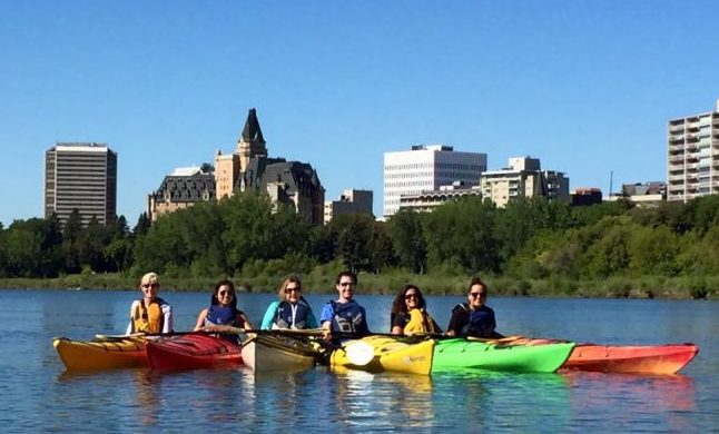 Travel in Saskatoon - Kayaking on the South Saskatchewan River. Photo courtesy Janna Graber