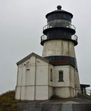 Cape Disappointment Lighthouse in Cape Disappointment State Park, Photo by Jim Pond