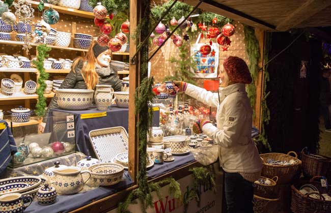 The author finds some beautiful pottery at the Christmas market in Regensburg, Germany. Photo by Benjamin Rader