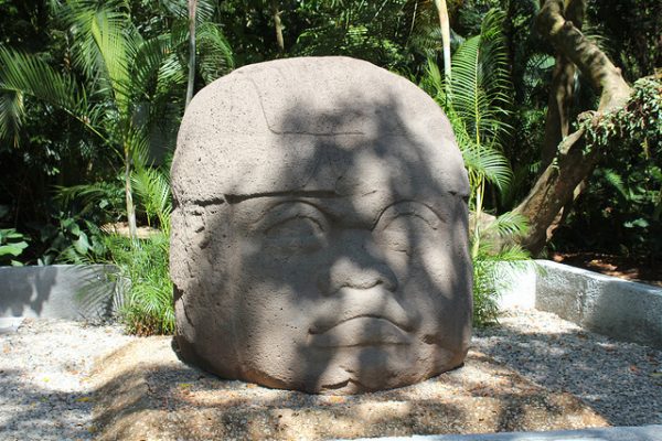 Colossal heads from the Olmec civilization.