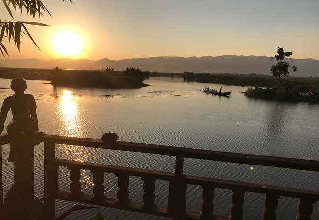 Sunset on Inle Lake. Photo by Sherrill Bodine