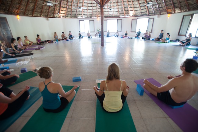 Yoga in the large hall. Photo courtesy of Maya Tulum