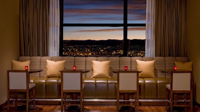 Window seating capturing the view of the mountains. Photo courtesy of Grand Hyatt Denver