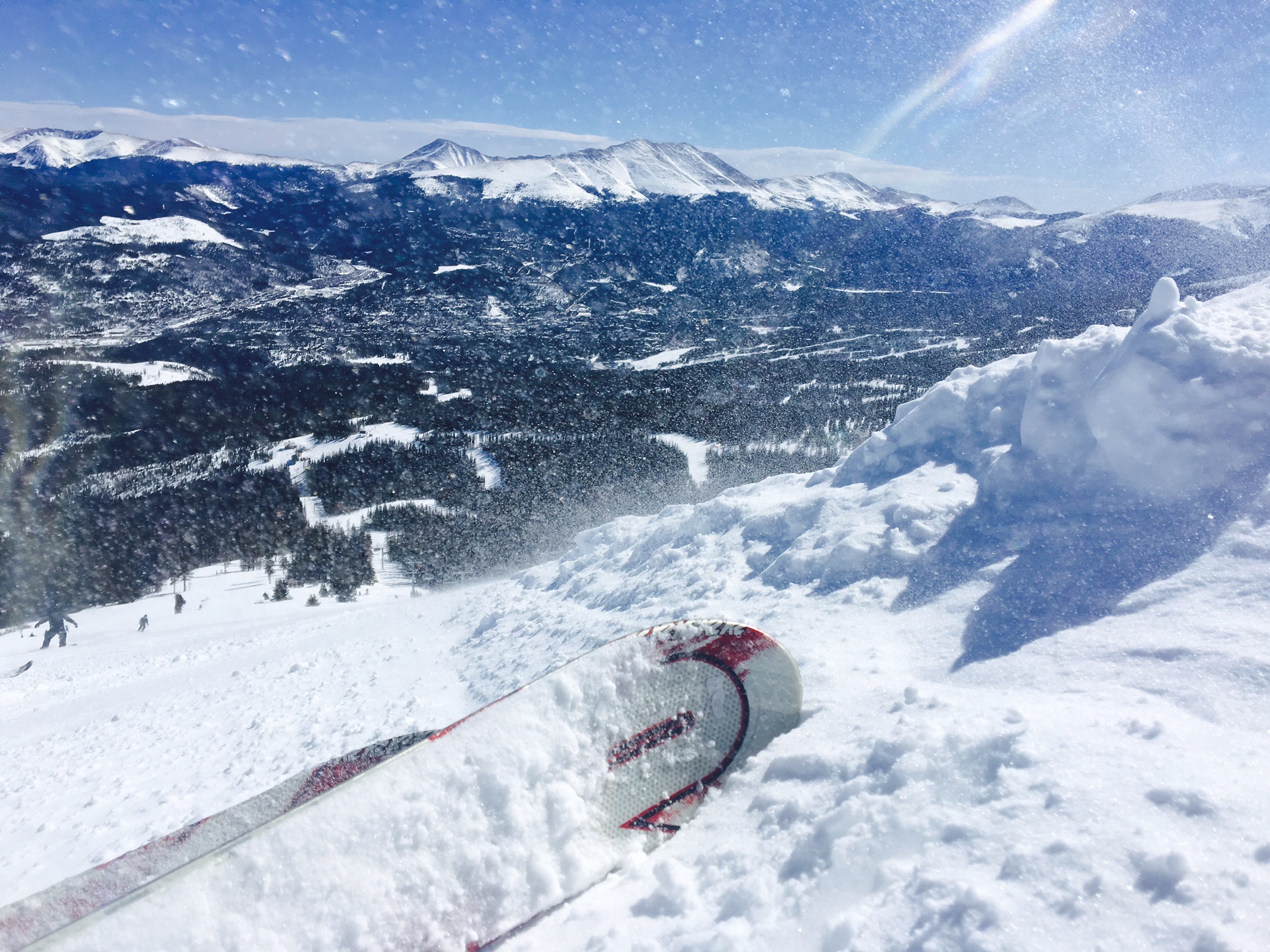 Spring skiing in Breckenridge often means clear blue skies and bright sun. Photo by Benjamin Rader