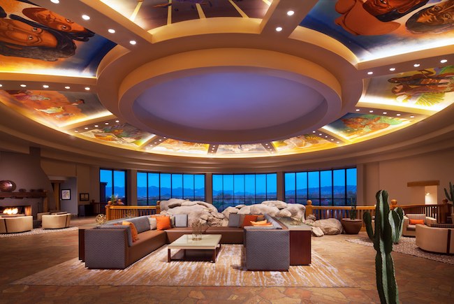 Upper lobby with ceiling murals. Photo courtesy of Sheraton Grand