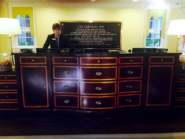 The Carolina Inn front desk. Photo by Claudia Carbone