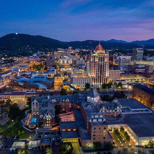 Hotel Roanoke in foreground with star in background. Photo courtesy of Hotel Roanoke