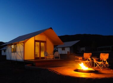 Night glamping at Echo Canyon Campground in Colorado. Photo courtesy of Echo Canyon