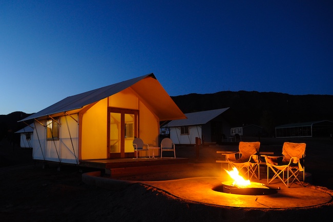 Night glamping at Echo Canyon Campground in Colorado. Photo courtesy of Echo Canyon