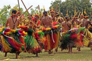 Travel in Yap - A bamboo dance during a festival in Yap, a 36-square-mile island in Micronesia. Photo by Joyce McClure