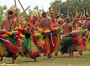 Travel in Yap - A bamboo dance during a festival in Yap, a 36-square-mile island in Micronesia. Photo by Joyce McClure