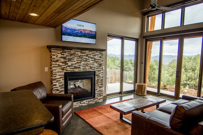 Living room with mountain views. Photo courtesy of Echo Canyon River Expeditions