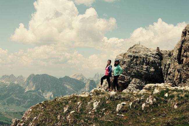 Italy My sister and I were triumphant, as we posed outside Refugio Lagazuoi, the highest refugio in the Dolomites.