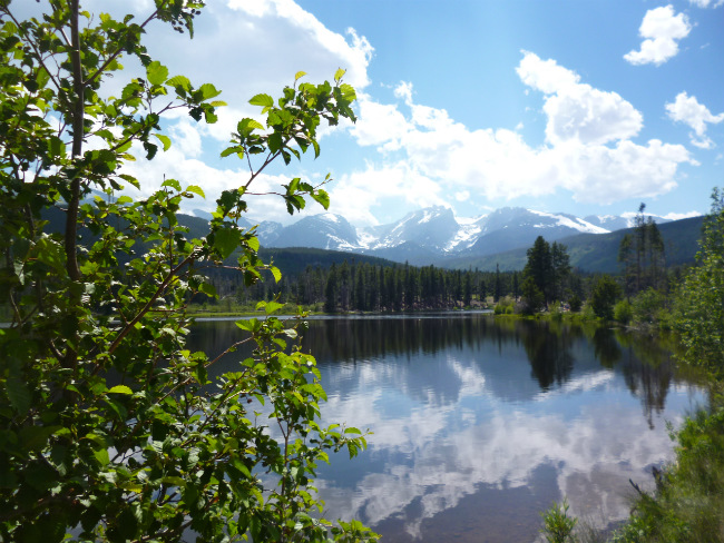 Colorado, Rocky Mountain National Park, Estes Park. Sprague Lake. Photo by Linda Ballou