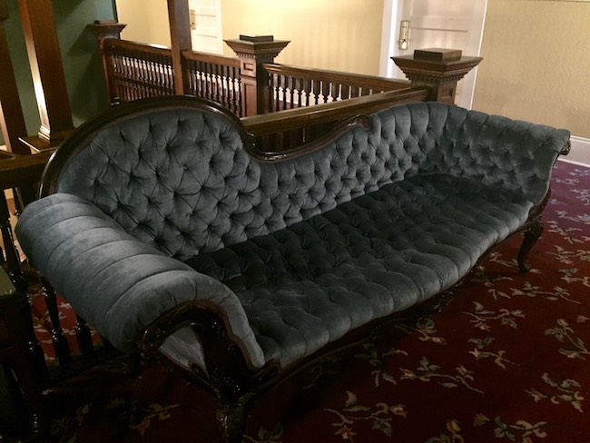 Fainting couch in the upstairs lobby. Photo by Claudia Carbone