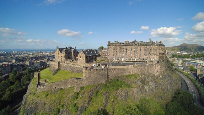 Drone view of Edinburgh Castle