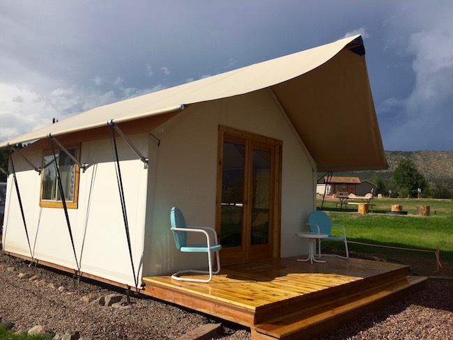 Echo Canyon Campground glamping tent. Photo by Claudia Carbone 