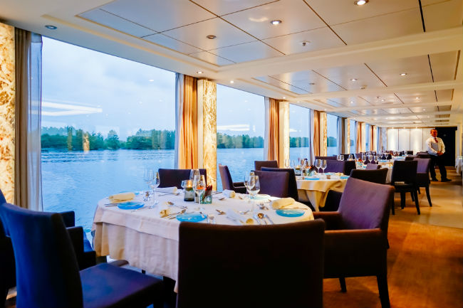 A restaurant on a Viking Cruise ship. Photo by Viking Cruises