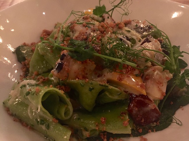 Pappardelle with shiitake mushrooms and summer squash. Photo by Claudia Carbone