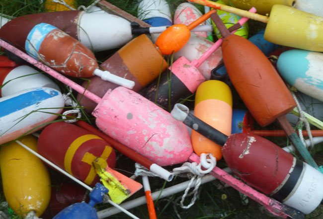 Lobster buoys at Trevett's Country Store in Boothbay Harbor, Maine. Photo by Michael Schuman