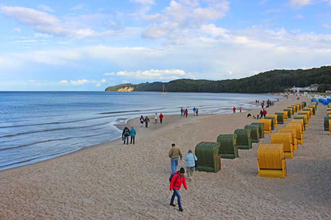 Even on a cool fall day, locals and visitors enjoy the beach on the German island of Rügen. Photo by Janna Graber