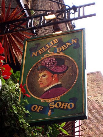 Exterior sign at Nellie Dean of Soho, a popular pub in London. Flickr/Ewan Munro