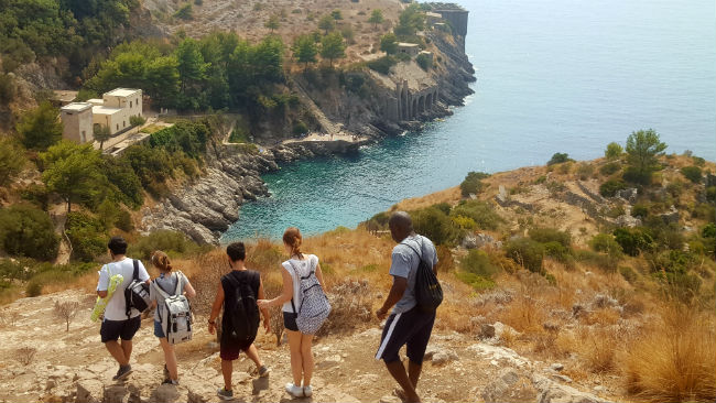 Hiking toward Ieranto. Photo by Miles Ryan Fisher 