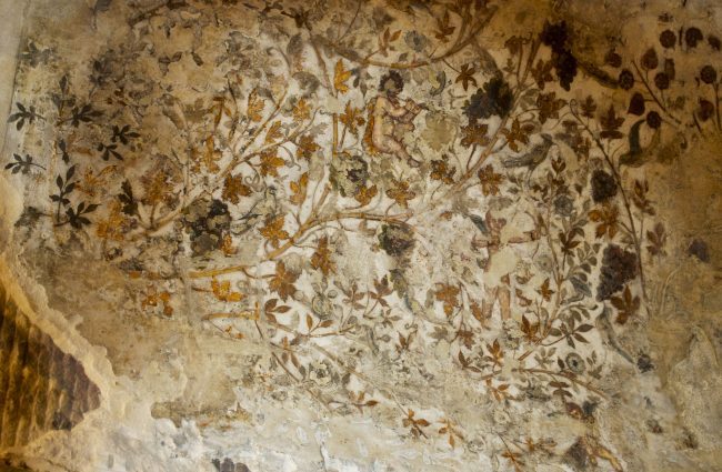 A painted ceiling at Little Petra. Photo by Christine Loomis