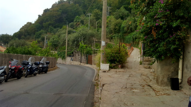 The trail entrance to Ieranto. Photo by Miles Ryan Fisher 