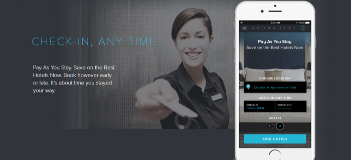 The As You Stay app gives travelers the flexibility to book hotels by the hour.