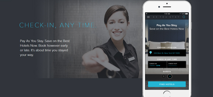 The As You Stay app gives travelers the flexibility to book hotels by the hour. 