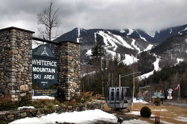 The entrance to Whiteface Mountain Ski Area near Lake Placid.