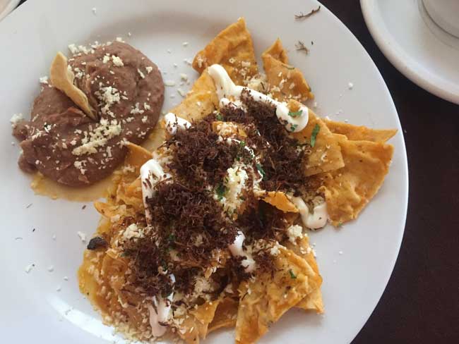 Our day trip with Choya Tours includes a stop for breakfast at a local restaurant along the way. My Chilaquiles was really good. Photo by Janna Graber