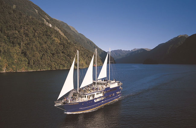 Cruising on the Fiordland Navigator in Doubtful Sound, part of Fiorland National Park. Photo by Real Journeys