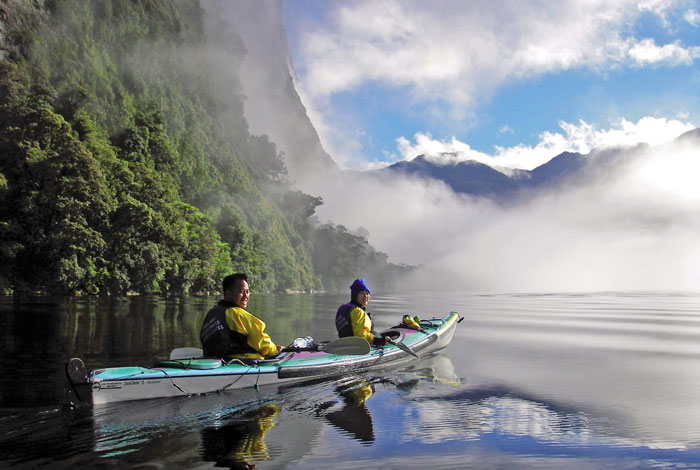 Sea kayaking in Doubtful Sound, part of Fiordland National Park. Photo by Real Journeys