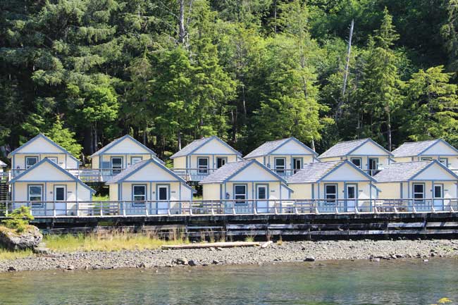 Guest cabins at Waterfall Resort in Alaska. Photo by Janna Graber