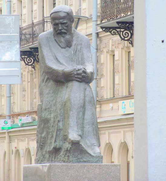 We surfaced onto a bustling St. Petersburg square, where we took pictures of the statue of Dostoyevsky. Photo by Carol L. Bowman