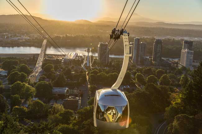 Aerial tram in Portland, Oregon. 