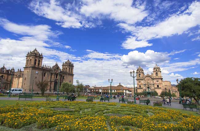 The main square of Cusco has two churches. Photo courtesy Machu Travel Peru