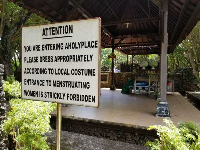 Signage at a local temple in Nusa Dua in Bali. Photo by Carrie Dow