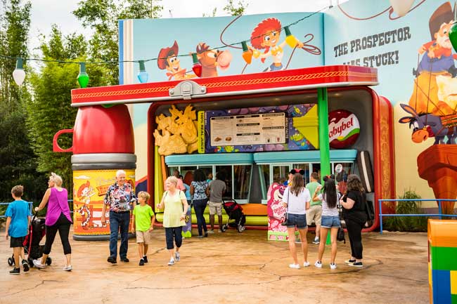 Woody's Lunch Box is a quick-service food and beverage location serving tasty meals and old-fashioned soda floats in Toy Story Land at Disney's Hollywood Studios. Photo by Matt Stroshane