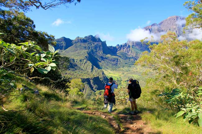 Hiking in Mafate on Reunion Island. Photo by Emmanuel Virin