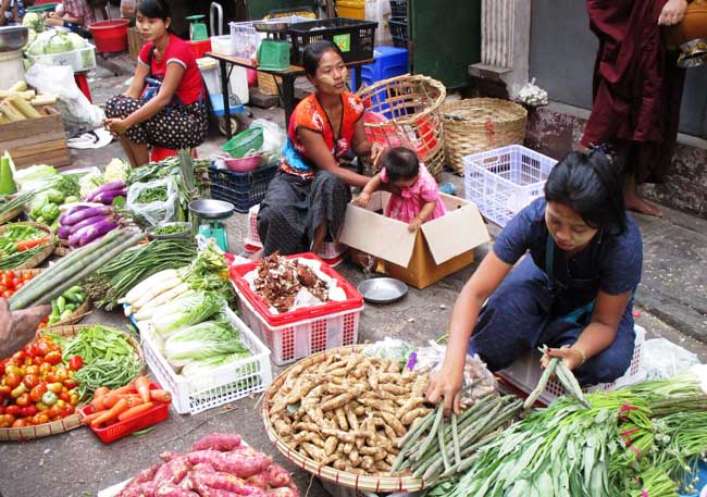 A busy market in Myanmar. Photo by Victor Block